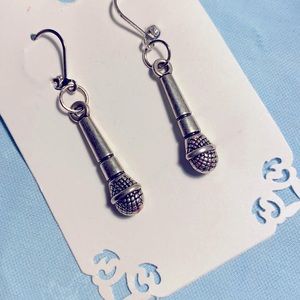 Silver Microphone Drop Earrings - Women Jewelry Earrings